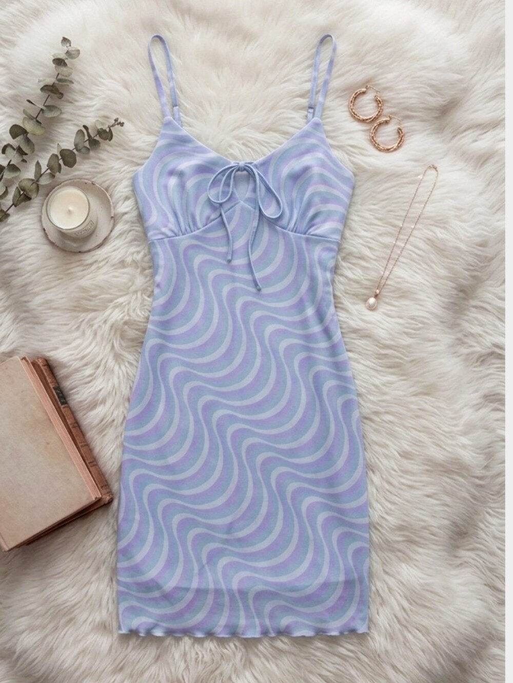 CAUTION TO THE WIND Rare Retro Hippie Psychedelic Swirl Soft Slip Dress - Picture 3 of 8